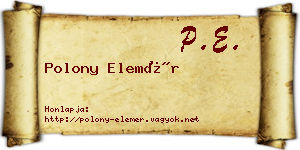 Polony Elemér névjegykártya